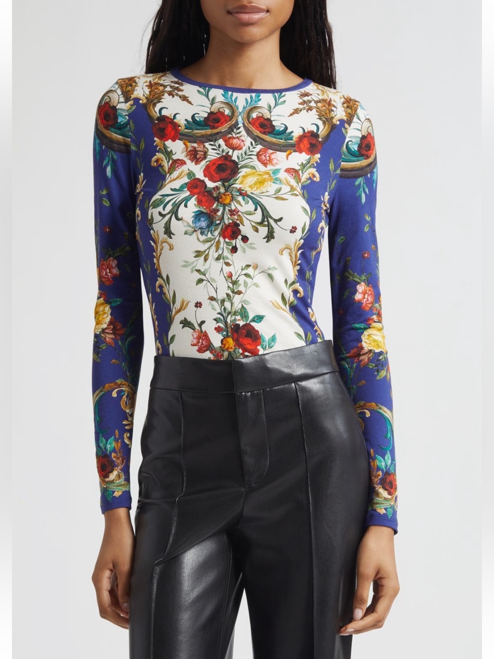 Alice + Olivia Delaina Long Sleeve Floral Print Top NWT Size M